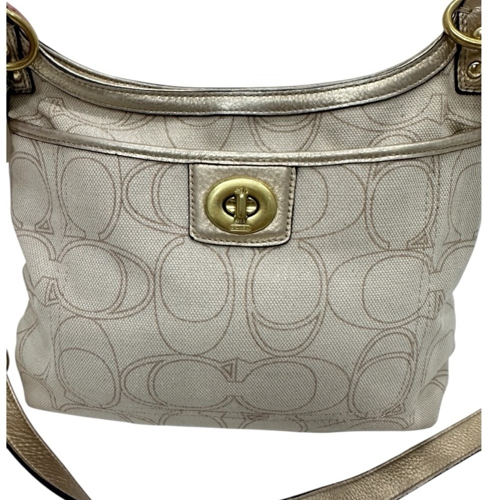 Coach Vintage Penelope Signature Crossbody Bag F19260 Linen Gold Metallic Y2K - Picture 9 of 16